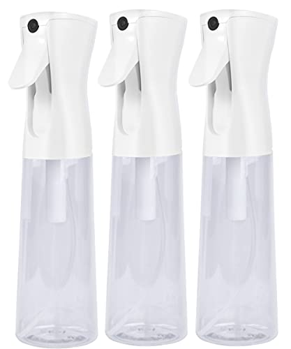 3 Pack Continuous Spray Bottle for Hair 10oz Ultra Fine Mist Sprayer Refillable Empty Plastic Water Mister for Curls Hairstyling Clear 300ml