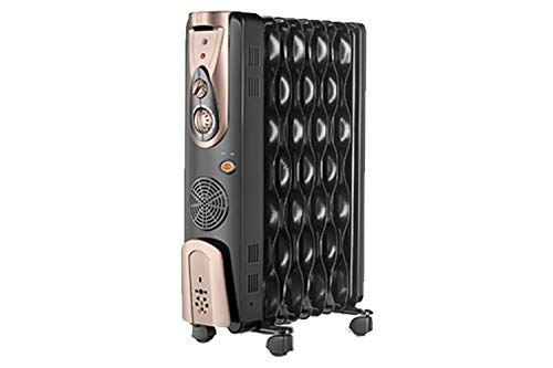 ORIENT Electric Comfort Collection 11 Fin Oil Filled Radiator 2900W Room Heater with Fan (Black, Champagne Gold)