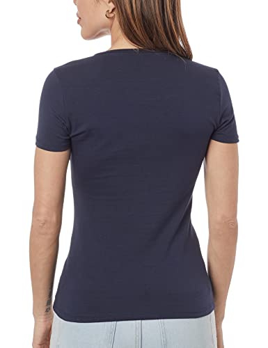 basicamente. Camiseta Basica, Feminino, Azul Marinho, M