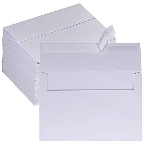 Supla 100 Pcs A8 Invitation Envelopes in White Kraft Peel & Press Self Seal 5 1/2 x 8 1/8 Envelopes 95lbs. Paper Stock for Wedding Holiday Party Invitation Reply Mailings 5x7 Photo Greeting Cards