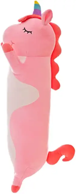 Peluche Licorne Géante Coussin Long 70 cm Rose - Cadeau Enfant et Famille