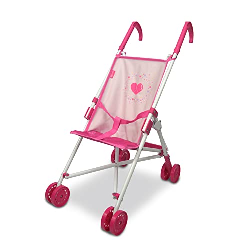 Anivia Landau de poupées, Poussette de poupée Pliable, Poussette poupées Poussette et Landau Jouets Cadeau pour Les Enfants, poupées adaptées jusqu'à 18 Pouces - Rose