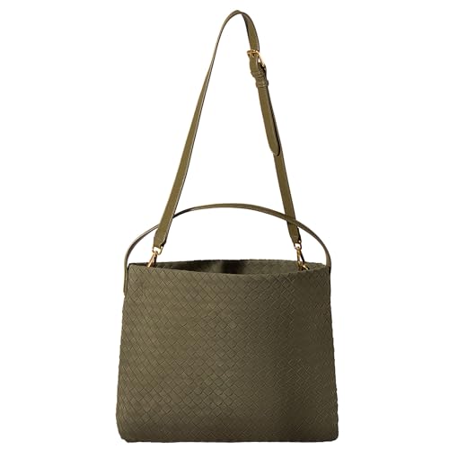 Image of Suede Hobo Bag for Women Hand-Woven Bag Made of Suede Fabric Casual Tote Bag
