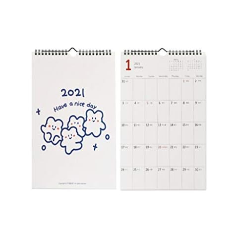 Wall Calendars 2021 Calendar - 12 Months Wall Calendar Of 2021 Twin-Wire Binding Large Blocks With Julian Dates Time Management Plan Calendars (Color : A) Cover