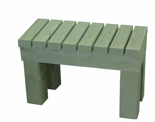 WOODPRO 濡れ縁 縁台 ベンチ(国産杉 板幅6.5cm) 幅59cm 奥行30cm 高さ38.6cm GG(グレイッシュグリーン)色 縁側 腰掛け 木製 庭 ガーデンベンチ ベランダ 国内生産 受注生産