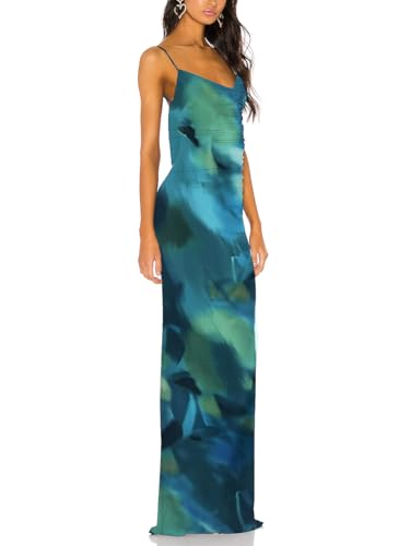 Image of Aigeman Women Spaghetti Straps Mermaid Evening Gown Wedding Guest Dress Drape Neck Lace Backless Formal Maxi Dress 21