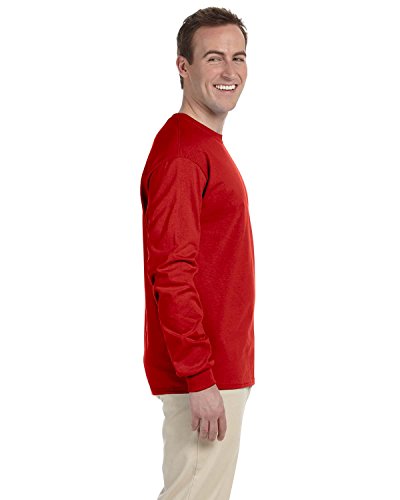 Image of Fruit of the Loom Heavy Cotton HD 100% Cotton Long Sleeve T-Shirt, XL, True Red