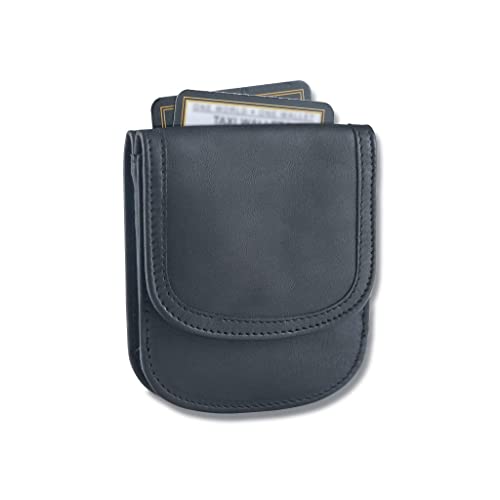 Taxi Wallet® TW14-SADDLE BLACK - Soft Leather, Compact, Front Pocket Folding Wallet - For Cards, Coins, Bills, ID (Men & Women)