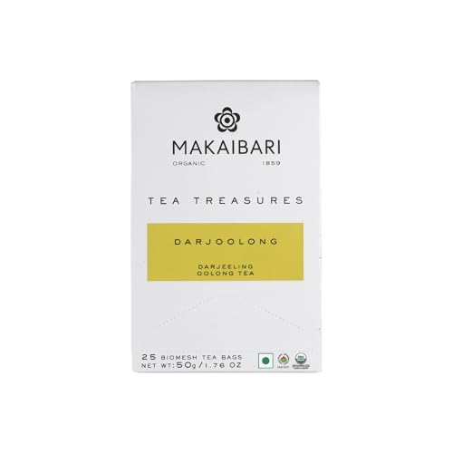 Image of Makaibari Tea Treasures Darjoolong - Organic Darjeeling Oolong Tea | 25 Plant-Based Biodegradable Envelope Tea Bags | Single Estate Himalayan Tea | Floral & Fruity Notes | Smooth, Balanced Brew