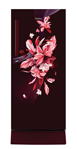 Haier 215L 3 Star Direct Cool Single Door Refrigerator (HED-223RFB-P, Red Opal, Base Stand with Drawer)