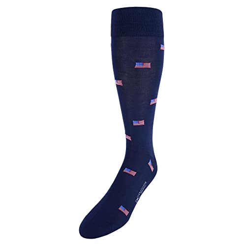 Trafalgar Men's Old Glory American Flag Mercerized Cotton Mid-Calf Socks