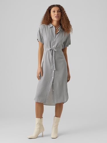 Robe chemisier midi VERO MODA VMBUMPY à manches courtes et ceinture