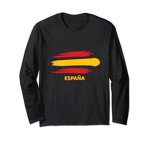 Spain Flag Long Sleeve T-Shirt, Black