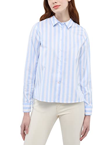 ETERNA Modern Fit Bluse Hemdkragen Langarm Streifen blau Größe 44
