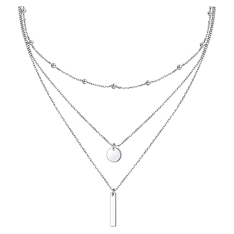 HOOHWE S925 Sterling Silver Layered Necklace Cover