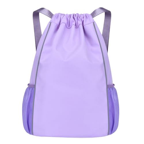 FAVORTALK Swim Bag Drawstring Gym Bag Girls Trainer Swim Bag Backpack Mini Water Resistant Nursery Backpack Gym Duffle Backpack, Purple 18208