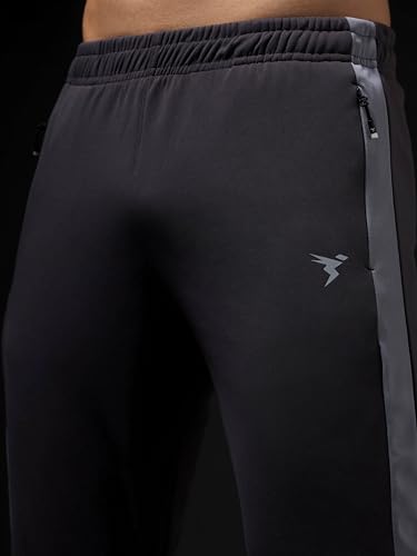 Image of TECHNOSPORT Men's Slim Fit Mid Rise Solid Trackpant with Techno Dry for Gym, Workout & Sports