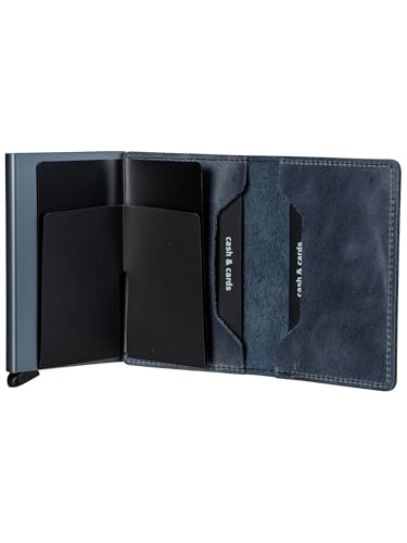 Image of Secrid - Slim Wallet Genuine Vintage Leather RFID Safe Card Case for max 12 Cards (Chocolate) (Blue)