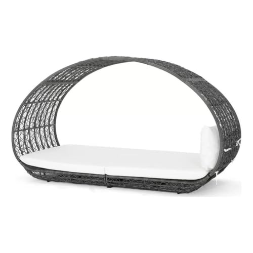 Outdoor Canopy Daybed with Faux Rattan Frame