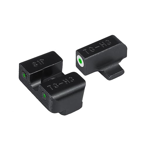 TRUGLO Tritium Pro Night Sights, Compatible with Sig Sauer #8 Front / #8 Rear | Compact Durable Glow-in-The-Dark Front & Rear Gun Sights with White Focus Lock Front Ring