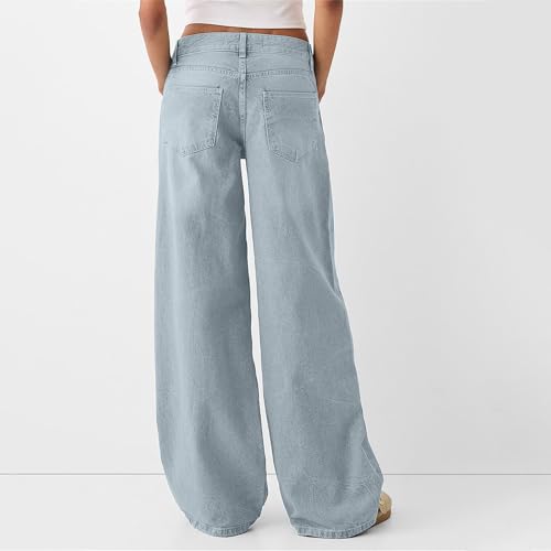 Sweatpant Jeans Women Low Rise Baggy Denim Pants with Pockets Loose Casual Vintage Boyfriend Wide Leg Barrel Jeans3