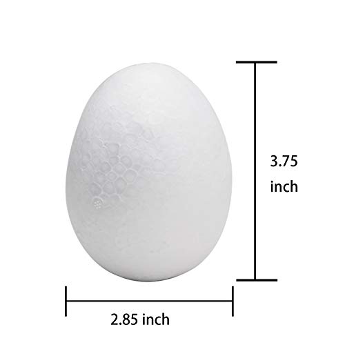 image for Crafare 3.75 Inch 12PC White Craft Styrofoam Eggs Smooth for Spring Ea