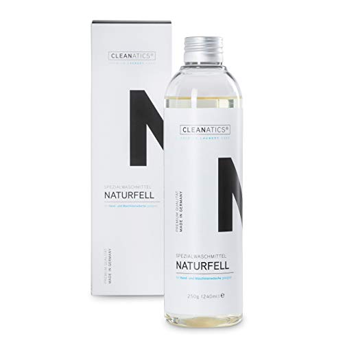 CLEANATICS Lammfell Waschmittel Konzentrat mit rückfettendem Lanolin für Naturfell, Schaffell & Baby-Produkte wie Lammfelldecke, Schaffellteppich, Schaffellmantel & Kinderwagen-Fußsack (250 g)