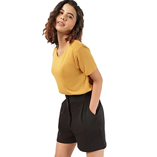 Image of Marks & Spencer Womens Solid Polyester Blend Crew Neck Relaxed Fit T Shirt