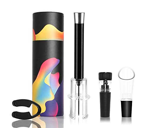 Wine Opener Set, UYOTBKEUB 4Pcs Air Pressure Wine Corkscrew Bottle Opener + Wine Pourer + Wine Vacuum Stopper+Foil Kit