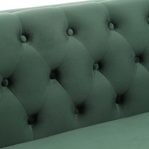 Image of Chesterfield Traditional 3 Seater Luxury Sofa Loving Sofa Button Tufted for Living Room, Guest Room, Bedroom, and Your Loving Space (Dark Green)