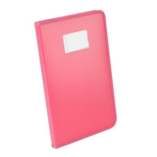 Image of Worldone Zipper Display Book Folder for Documents, with Name Card, Made of 0.8mm Virgin PP Material with 20 Bound Plastic Binder Sleeves, Size FC (fullscap), Radiant Pink, Set of 1