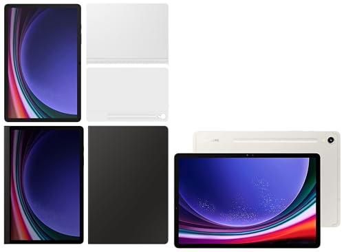 Image of Samsung Galaxy Tab S9 RAM 12 GB, ROM 256 GB, Wi-Fi Tablet, Beige with S9 Screen Protector, Transparent & S9 Book Cover Keyboard, Black & S9 Privacy Screen, Black & S9 Smart Book Cover, White