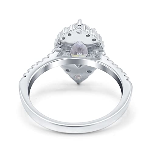 Blue Apple Co. Halo Marquise Art Deco Engagement Wedding Bridal Ring Round Simulated Cubic Zirconia 925 Sterling Silver3
