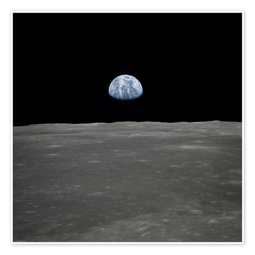 La Terre vue depuis la Lune, Apollo 11 Poster de NASA 30 x 30 cm Noir Tableaux Décoration murale
