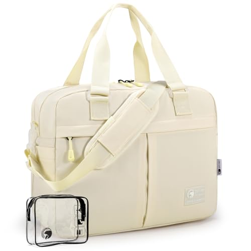 BAGZY 40x30x15cm Personal Item Travel Bag Expandable 40x30x25cm Gym Bag Lightweight Duffle Bag Mens Weekender Bags for Women with Wet Pocket for Overnight Hospital Carry on Bags for Airplanes Beige