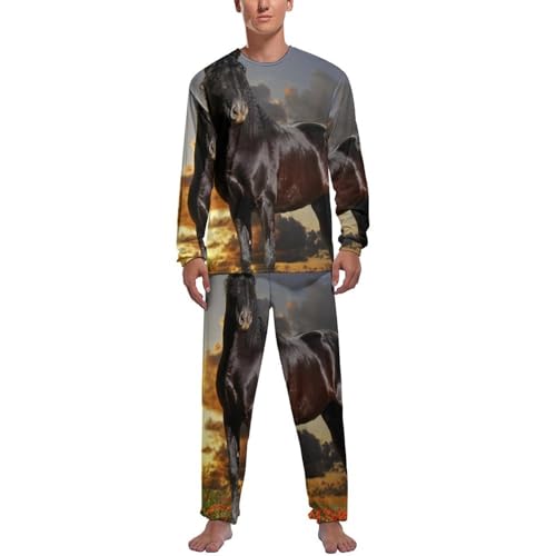 Pyjama homme Cheval Noir la solution contre les nuits fraîches avec ce haut et bas de nuit