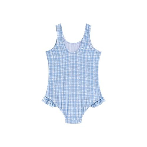 LIZENS Girls Swimwear One Piece Swimsuit Toddler Cute Ruffle Wide Straps Plaid Beach Bathing Suit2