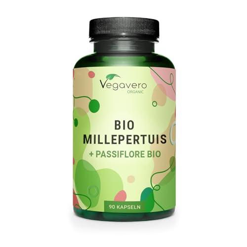 Millepertuis BIO 1000 mg | Avec Passiflore | Extraction FRANÇAISE | Hypericine + Flavonoides | Anti Stress + Humeur + Aide Sommeil | Sans Additifs & Vegan | 90 Gélules | Vegavero®