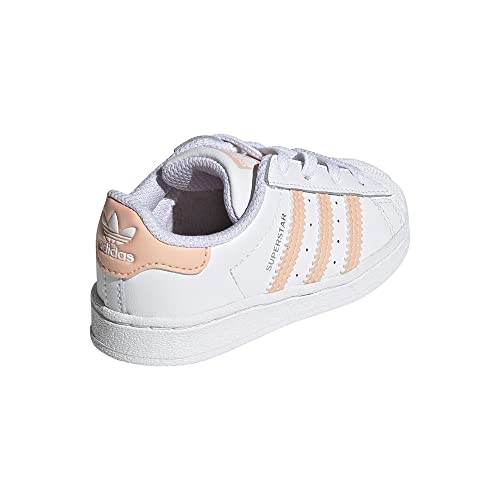 adidas Originals Kids Superstar Skate Shoe, White/Haze Coral/White, 7 US Unisex Toddler3