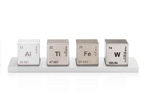 Cubes de tungstène W, titane Ti, aluminium Al et fer Fe pour densité physique