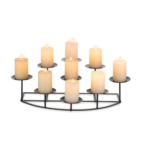 Candeldo Large Candle Holder for Inside Fireplace Black Metal Candelabra