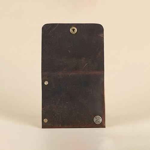 Image of STRUTT Crushed Finish Genuine Leather Batua Wallet for Men & Women | Handcrafted Brown Leather Cash & Card Holder | Snap Button Closure | Compact Traditional Money Pouch