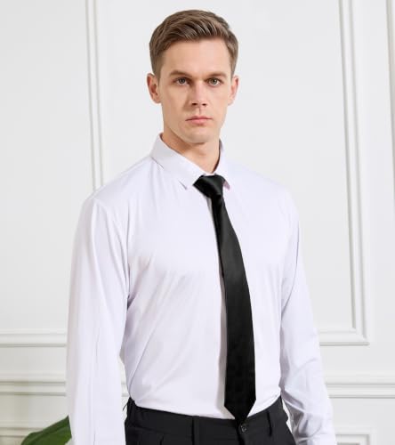 KOOELLE Men's Solid Black Formal Tie, One Size - Image 3