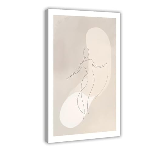 Poster abstrait et minimaliste beige Mnyuein - Affiche sur toile 30x45 cm pour bureau