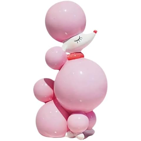 DiliComing Pink Balloon-Dog Statue Decor - 6 inch Resin Balloon Animal Crafts Figurine - Cute Handmade Small Sculpture for Desktop Shelf Décor, 6 x 2.75 x 4 inches Cover