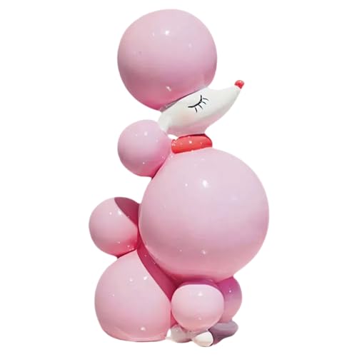 Estatua decorativa perro globo rosa resina 6 pulg miniatura 1