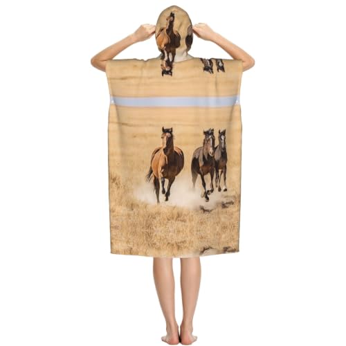 Poncho à capuche microfibre ultra léger motif trois chevaux de course