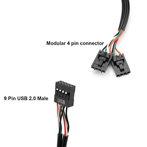 9 Pin Usb Header Male 1 To 4 Female Motherboard Extension Cable Usb 2.0 Hub Connector Adapter For Port Multiplierincrease The Motherboard 9Pin Header(30Cm) #TOP3