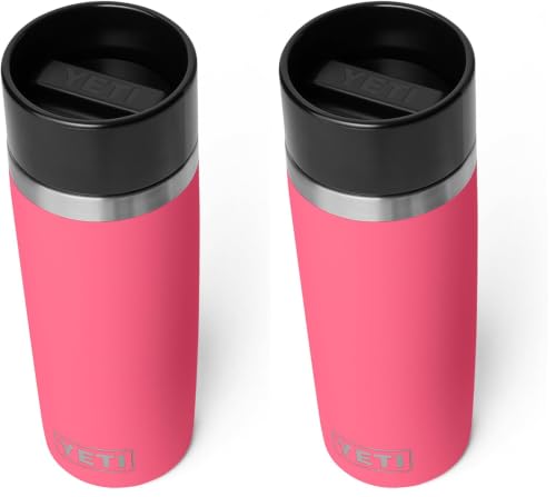 Image of YETI Rambler 16 oz Travel Bottle, Stainless Steel, Vacuum Insulated with Leakproof Commuter Cap, Tropical Pink (Pack of 2)