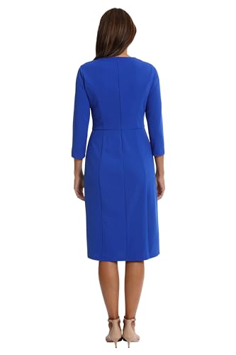 London Times Women's Dresses Scuba Crepe Neckline Detail Midi Sheath4